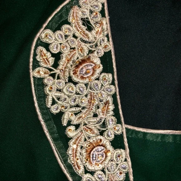 HOST PICKx2! Vintage Romantic Deep Hunter Green Dress - Picture 8 of 12